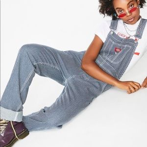 hickory stripe denim overalls / dickies